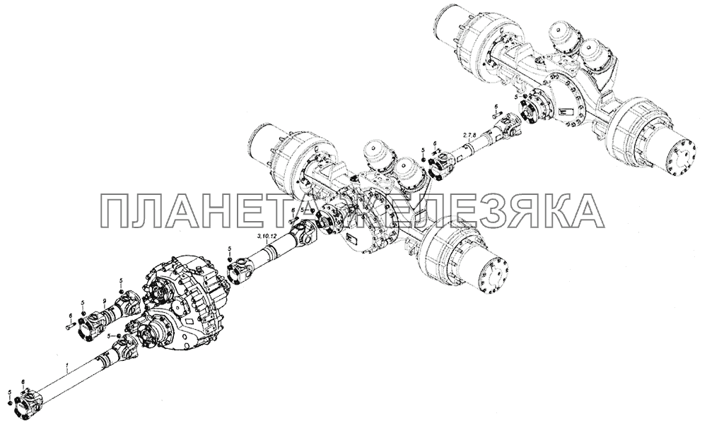 6522-2200001 Установка карданных валов КамАЗ-6520 (Euro-2, 3)